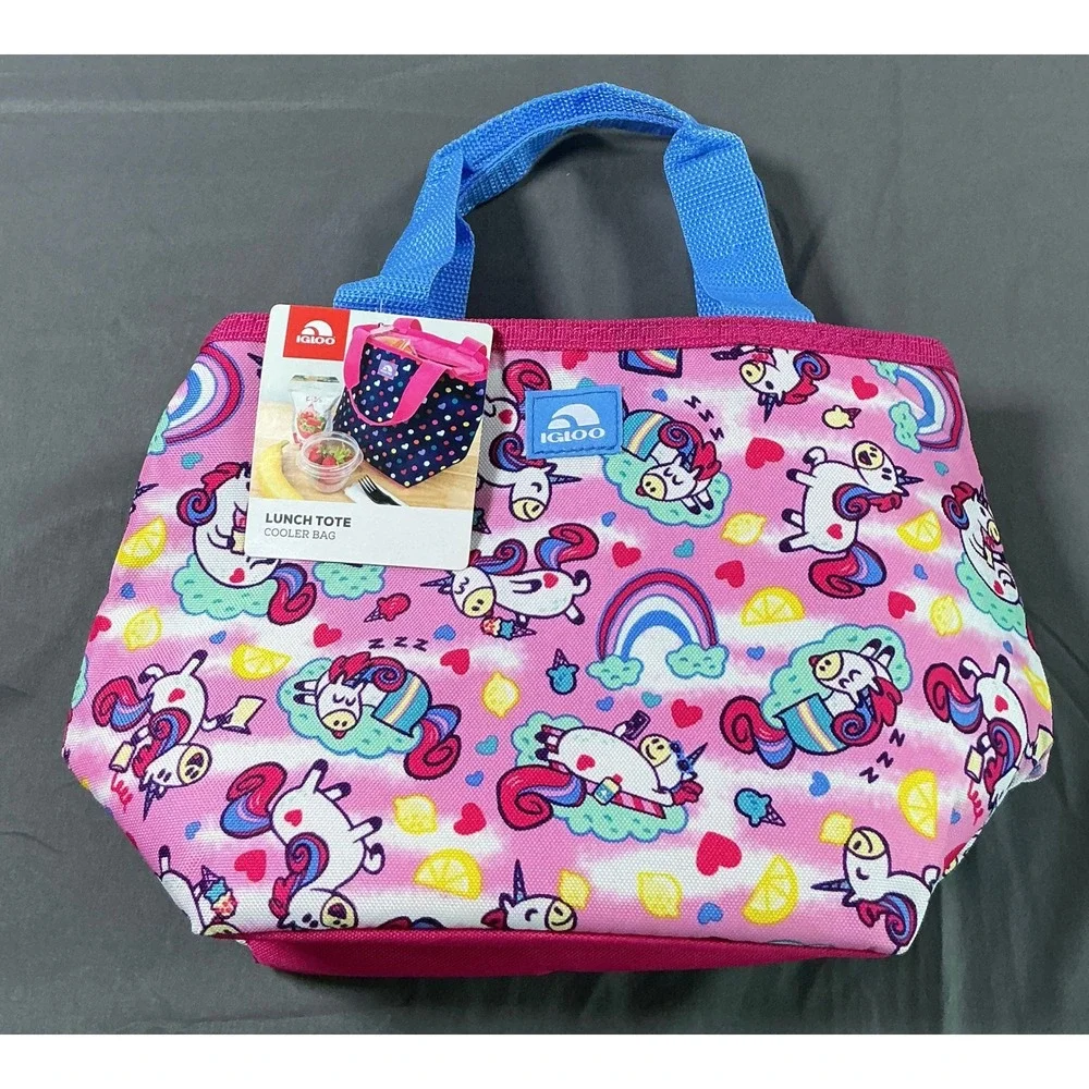 Igloo Lunch Tote Cooler Bag Pink Blue Unicorns Insulated Zipper New with Tags